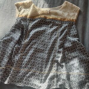 Floreat Black and Cream Patterned Blouse